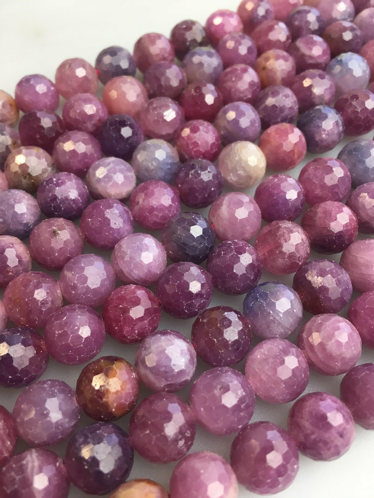 Genuine Ruby Faceted Round Beads 4mm 5mm 6mm 7mm 8mm 9mm 10mm 11mm 15.5" Strand
