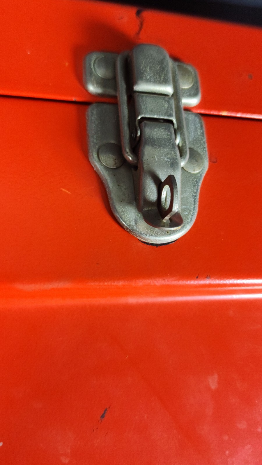 Vintage Mopar Scat Pack Metal Toolbox 1960s-70s Red with Bee Stripe & Insert