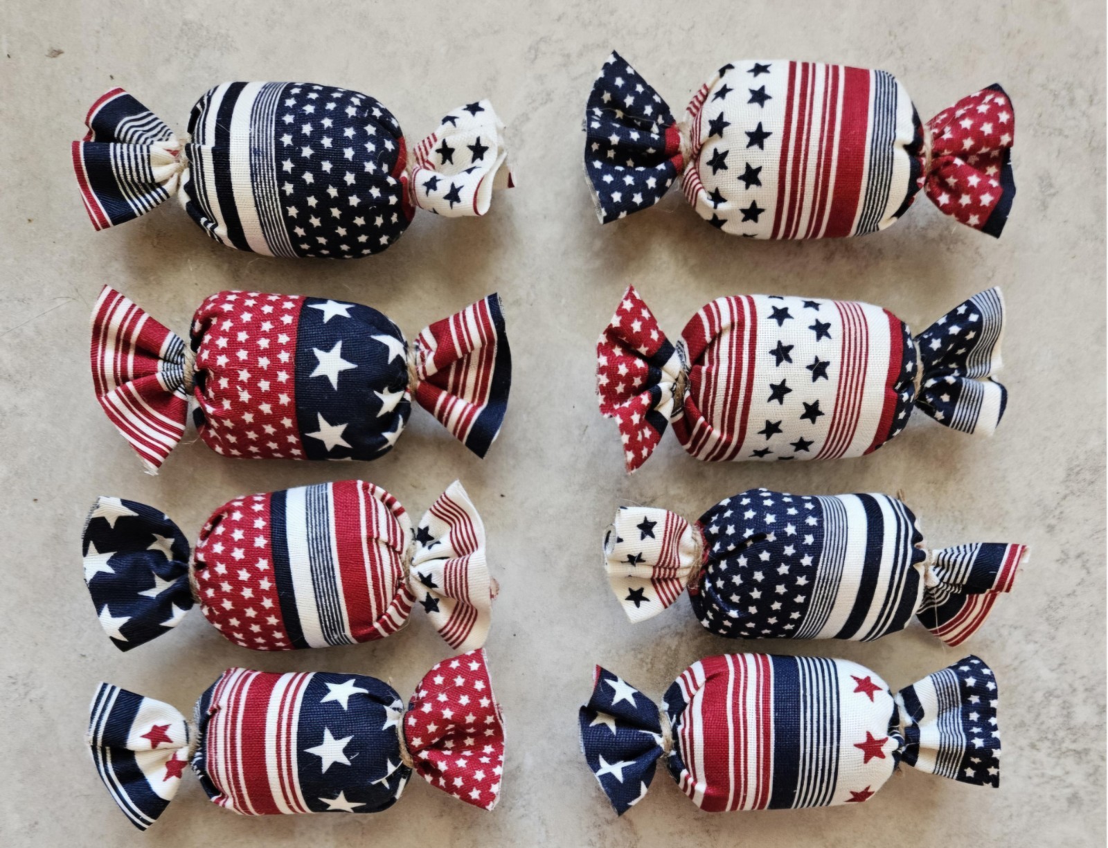Bowl Filler Americana Patriotic Ornie Fabric 8 Pcs Candy Tier Tray Fabric Decor