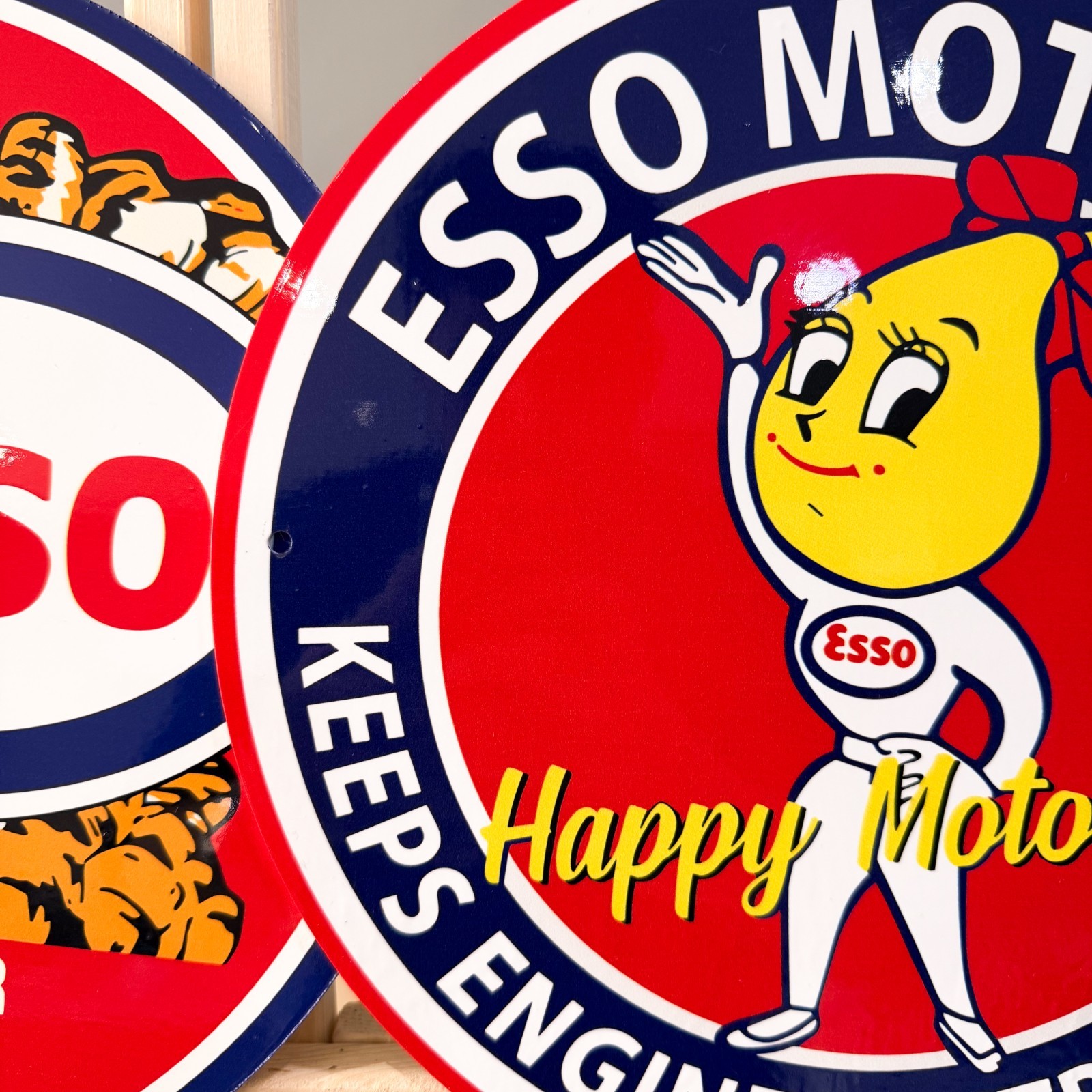 Esso Motor Oil Vintage Metal Sign Set of 3 – 30 cm / 11.8” Petrol Decor