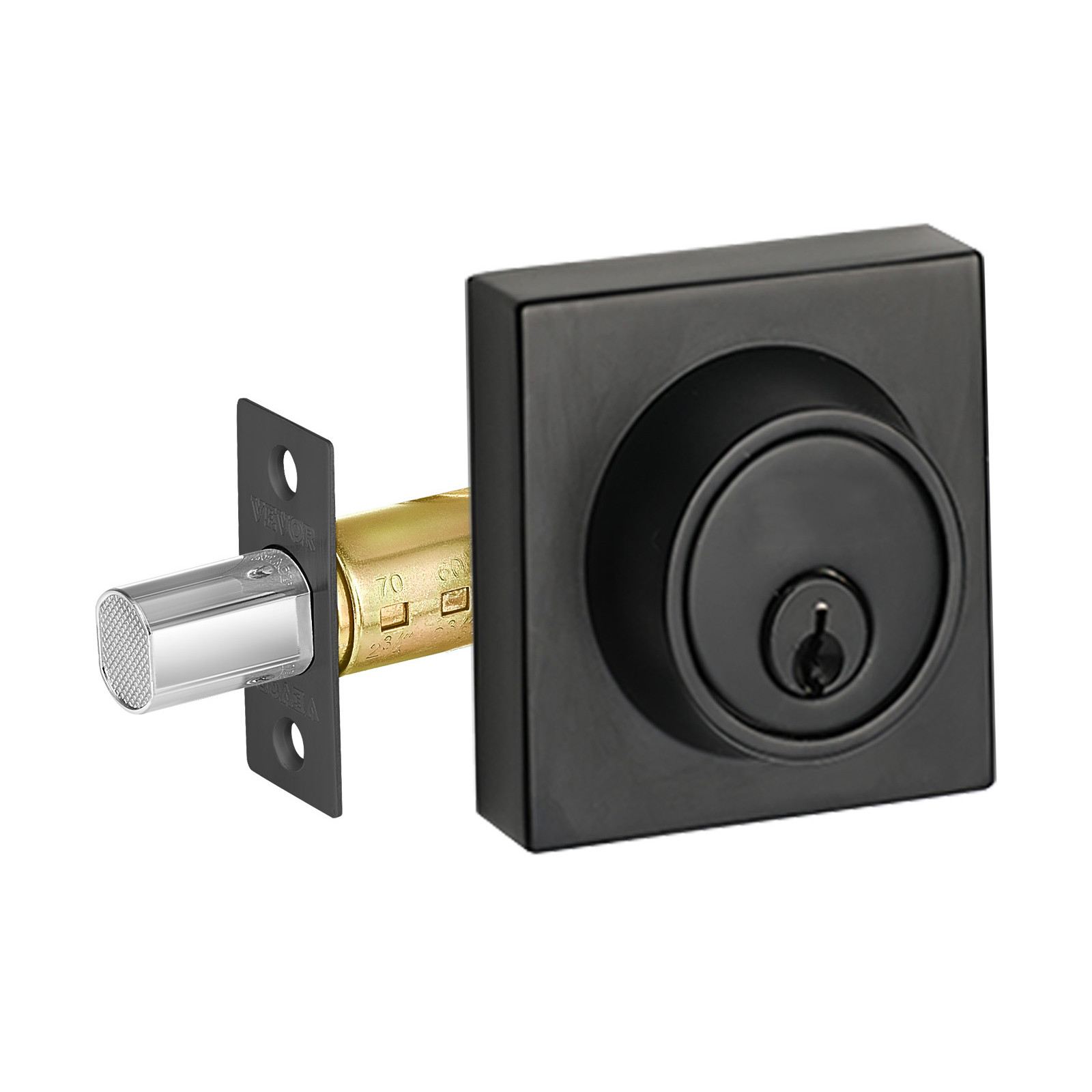 Deadbolt Lock Square Single Cylinder Dead Bolt Keyed Matte Black 3 Keys