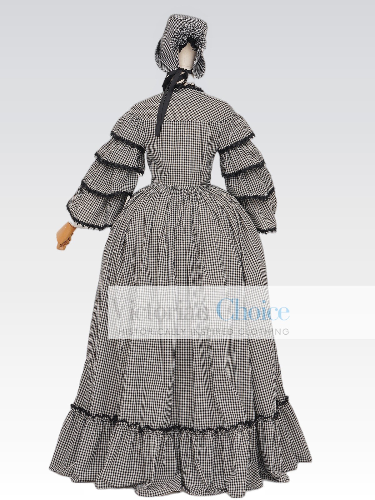 Victorian Dickens Plaid Dress Civil War 1850s 1860s Frontier Women Theater 260