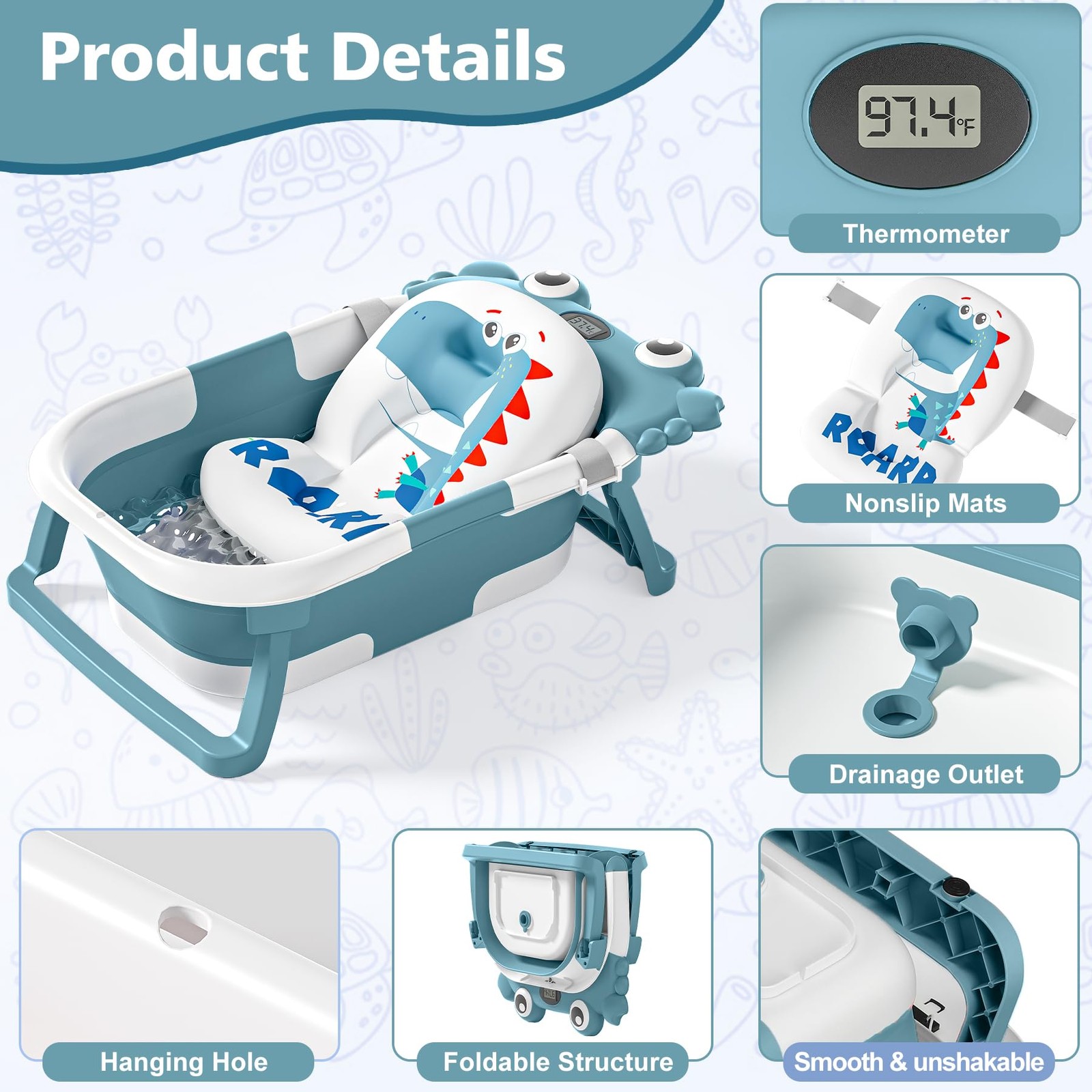 Bañera Azul Portátil Plegable Para Bebe Niño Recien Bacidos Tina De Bañar Regalo