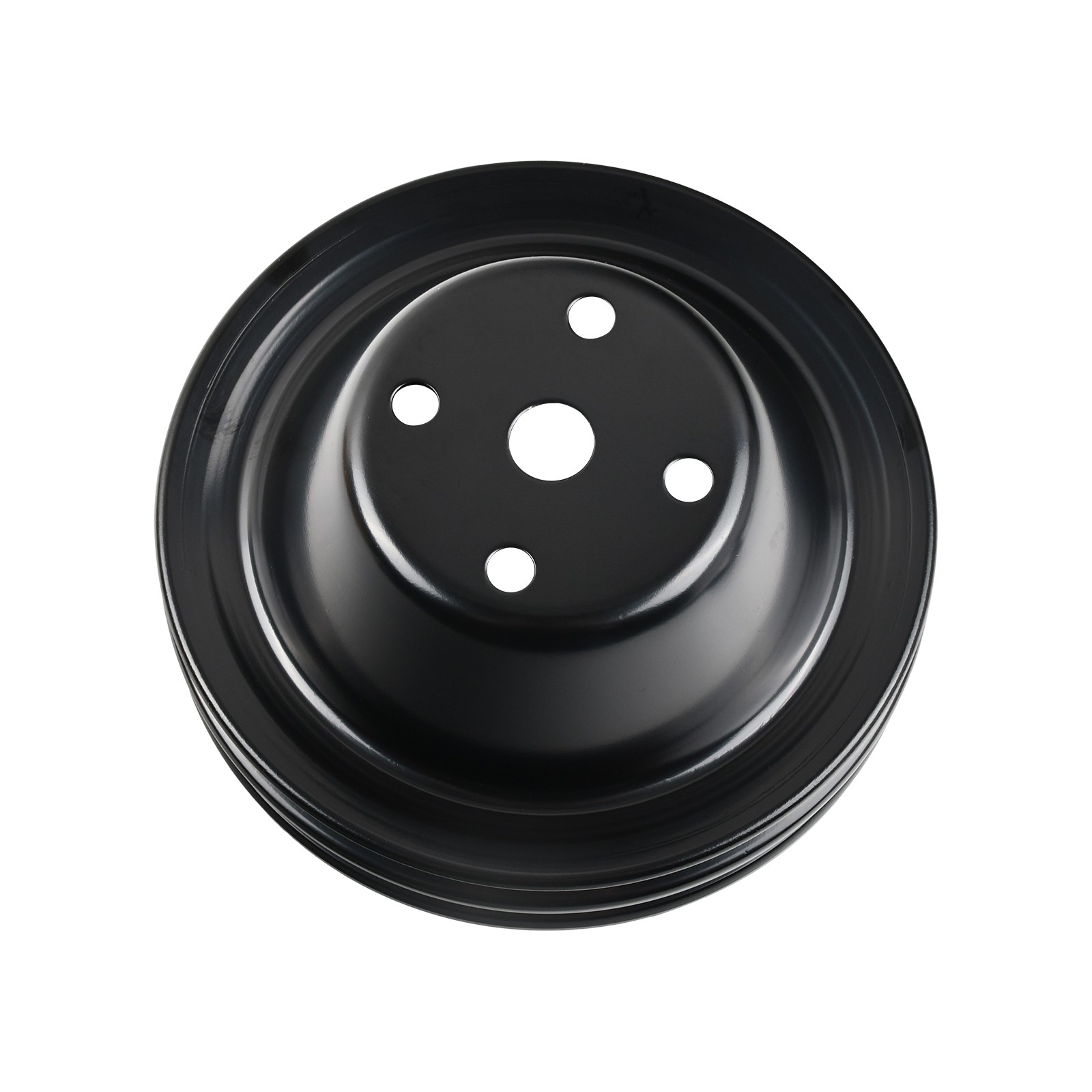 For SBC Chevy 350 Double Groove Black Steel Long Water Pump & Crankshaft Pulley