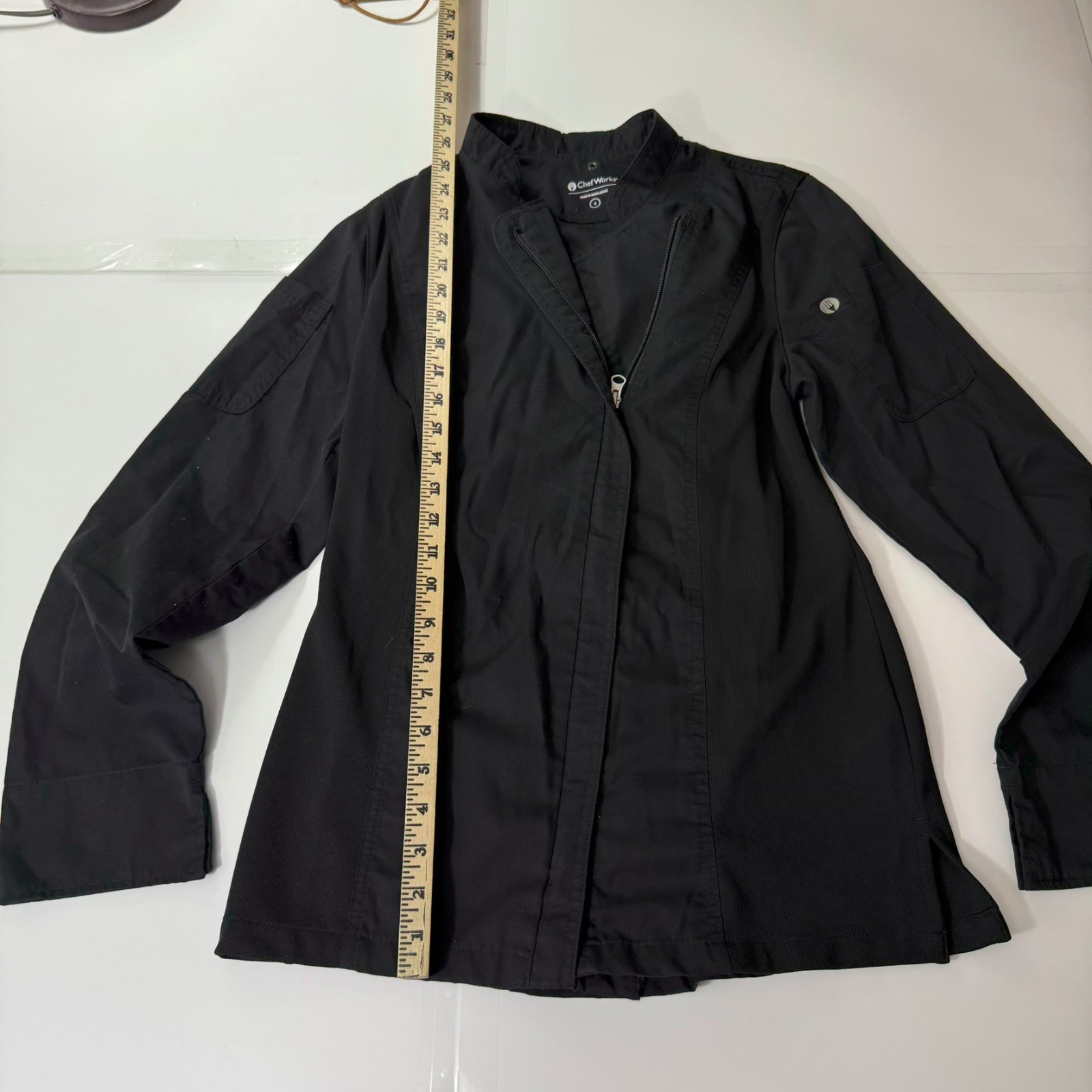 Chef Works Men's Full Zip Chef's Light Jacket Black Small S Vented Cook Workwear