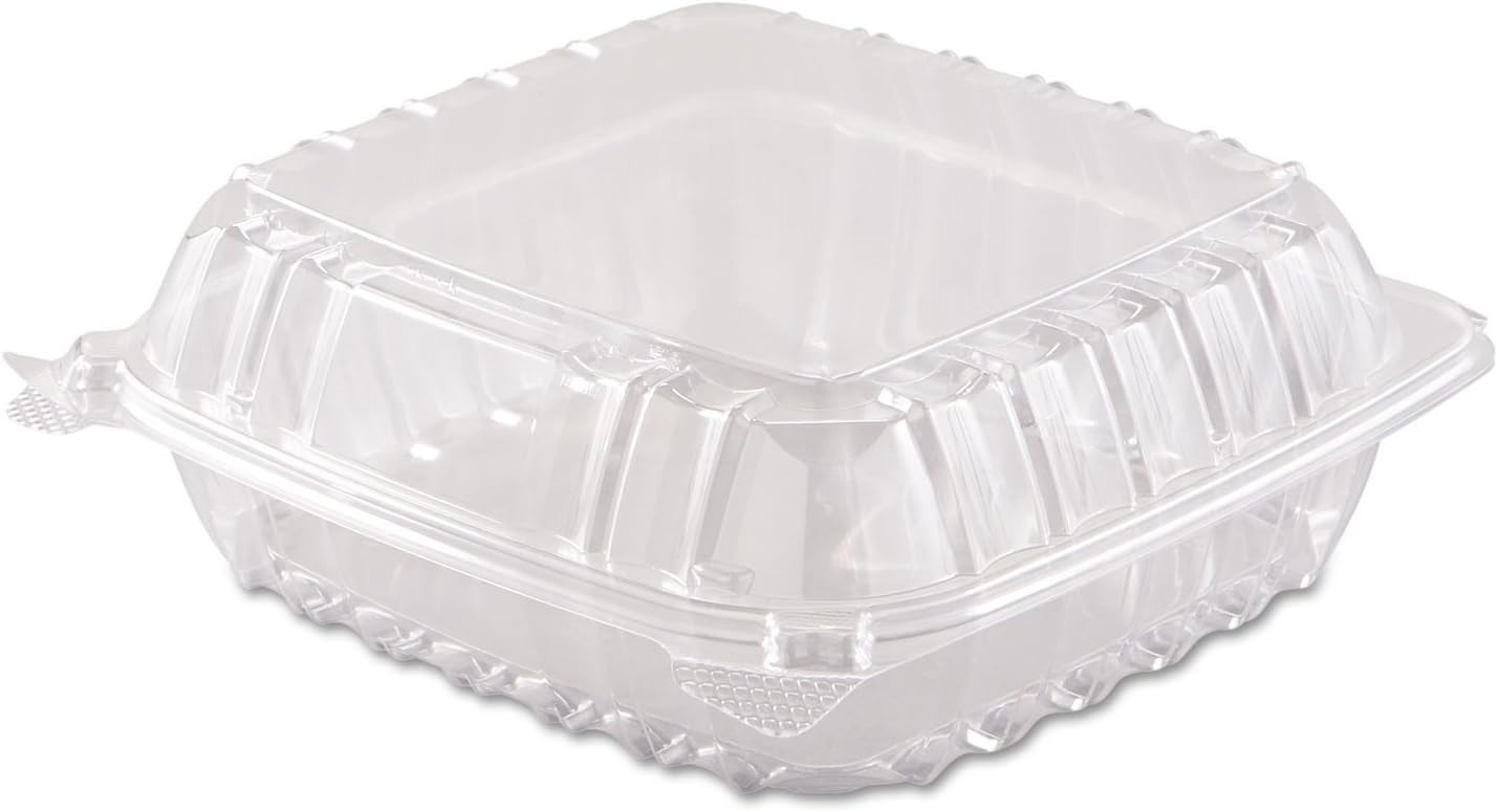 Dart C90PST1 8.25" Hinged Clear Clamshell Food Containers 250 Count OPS