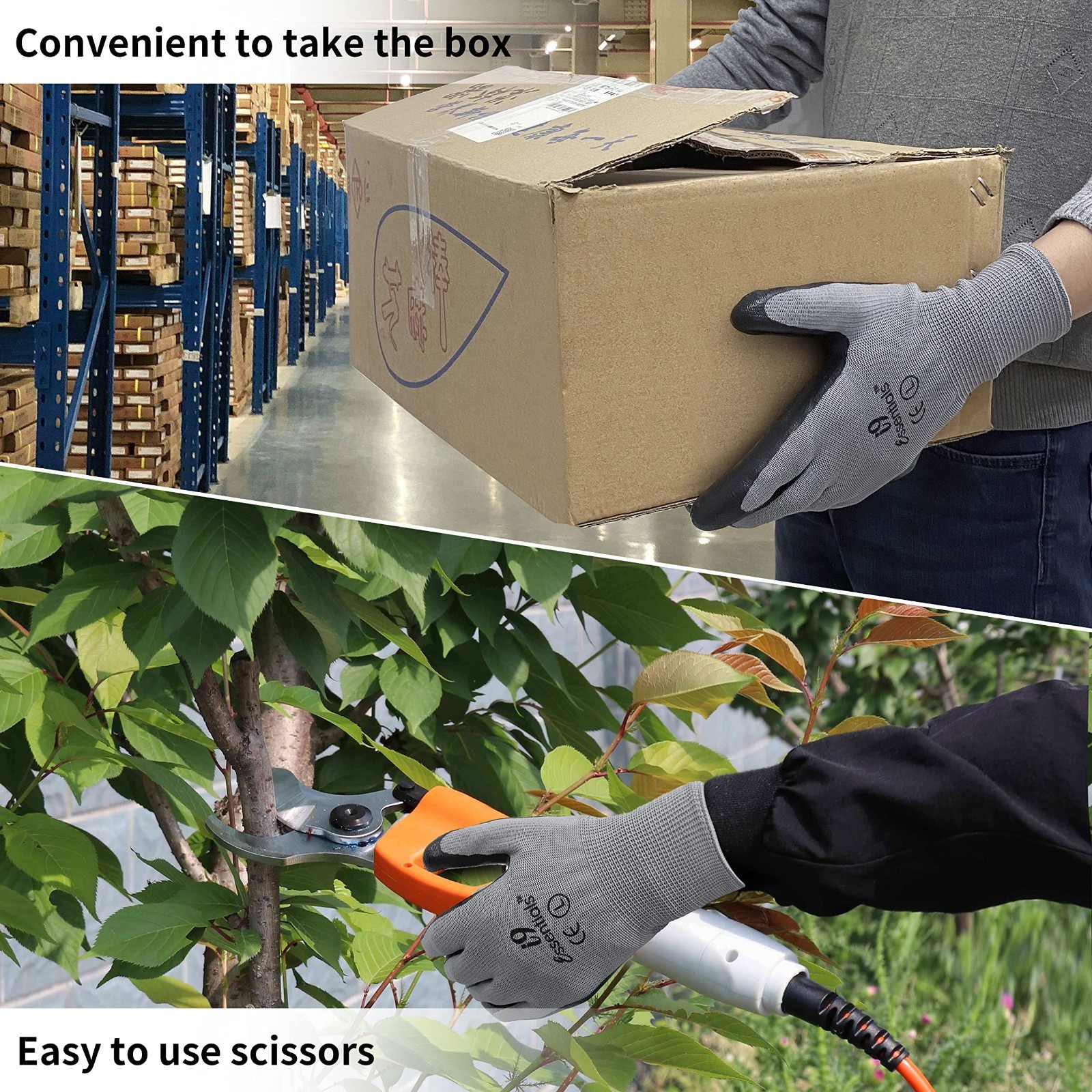 Nitrile Coated Grey Black Work Gloves Durable Perfect for All