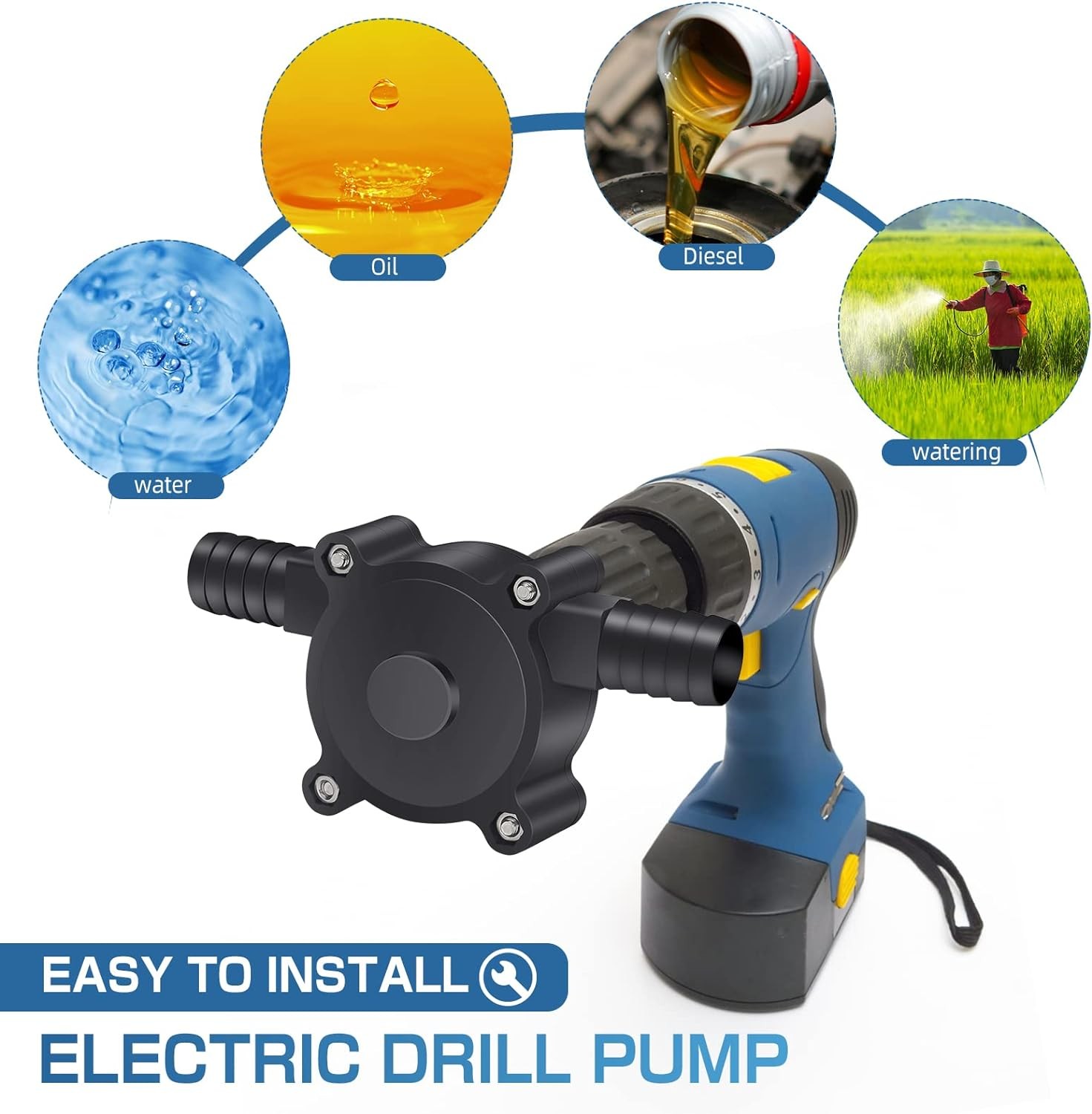Portable Electric Drill Drive Self Priming Pump Water Oil Fluid Transfer Pumps