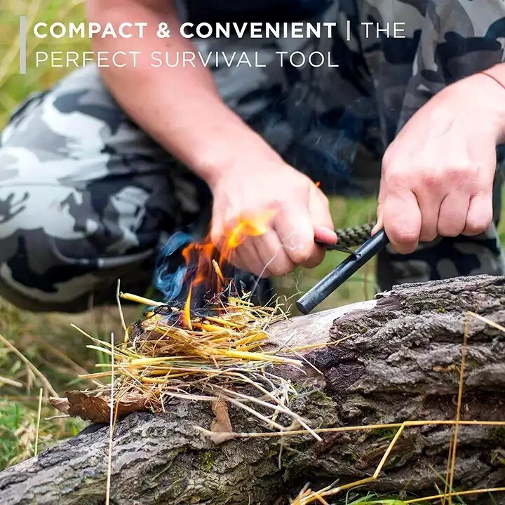 HUGE FERRO ROD Emergency FIRE STARTER Flint & Military Paracord Survival Camping