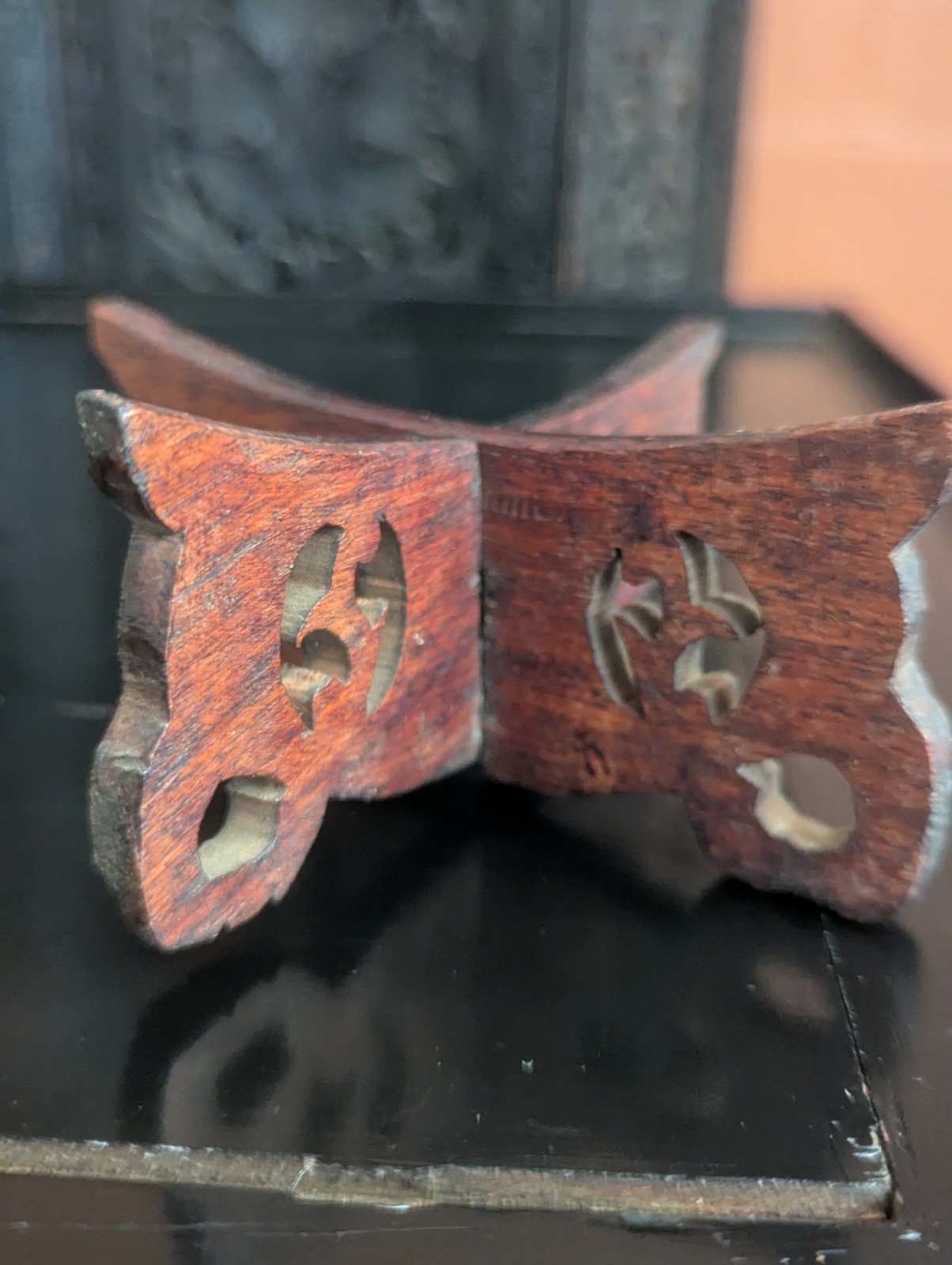 Vintage Chinese Carved Wooden Display Stand Vase Art Base Used