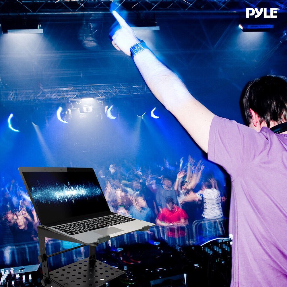 Pyle Pro Laptop Stand for DJ with Flat Bottom Legs PLPTS30