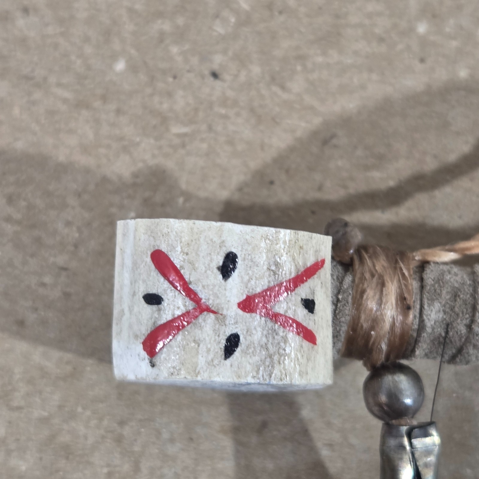 Authentic Navajo Peace Pipe 6" Handcrafted Blue Beads leather wood stag