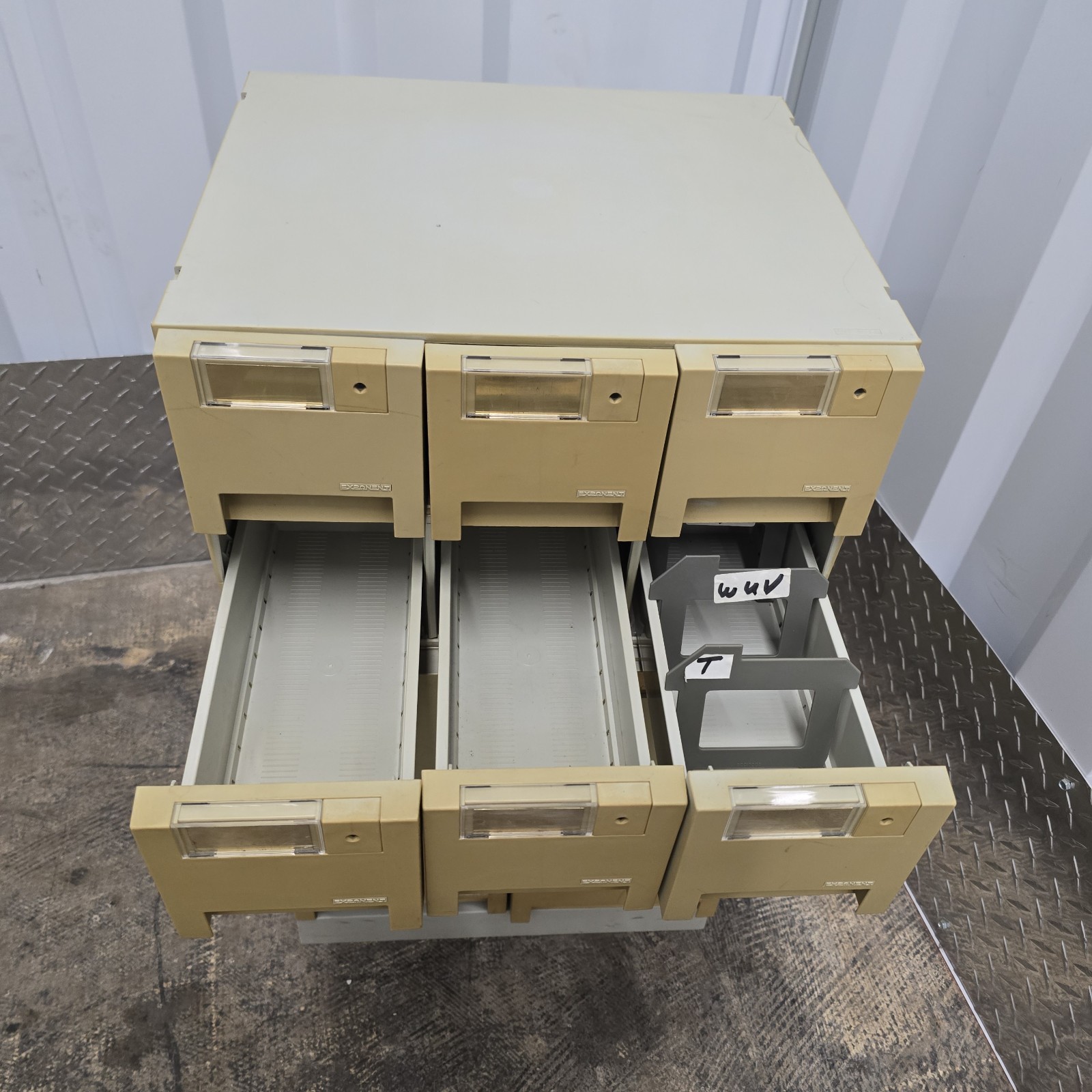 Exponent Vintage 9 Drawer Media Storage 3.5" & 5.25" Floppy Disk 1988 Italy