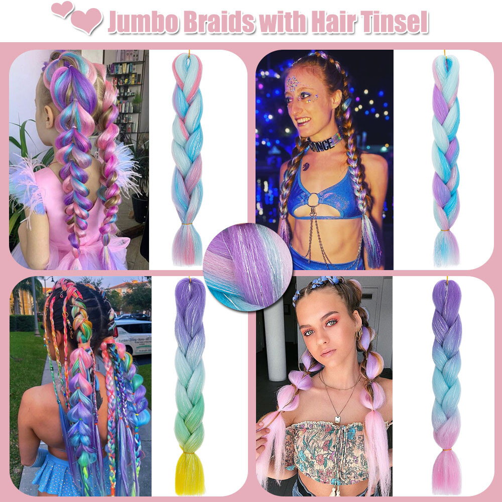 60 Big-color Jumbo Braiding Hair Extensions Braids Twist Ombre Kanekalons 24"