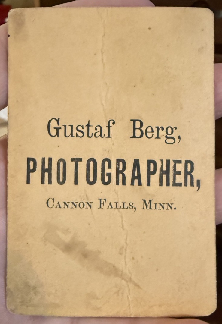 Post-Civil War CDV Minnesota veteran with fiddle, Gustav Berg, Cannon Falls, MN.