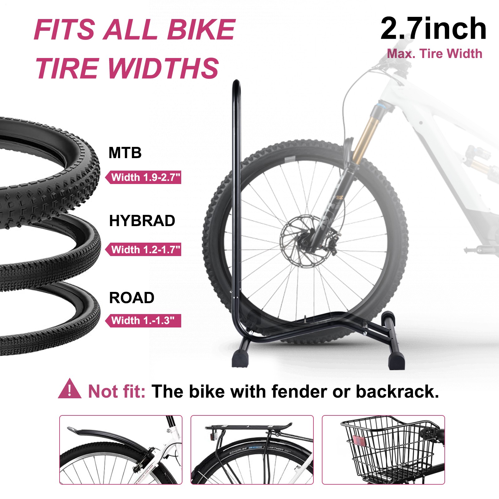 Upright Bike Stand Floor - Vertical & Horizontal Bicycle Stand Bicycle Storage