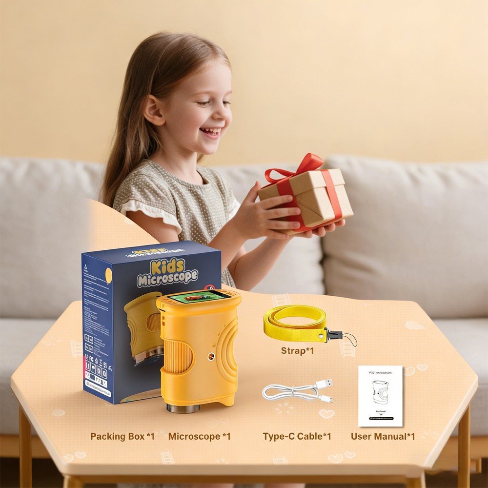 Microscope for Kids - 1000X Kids Handheld Pocket Microscope with 4K IPS Scree...