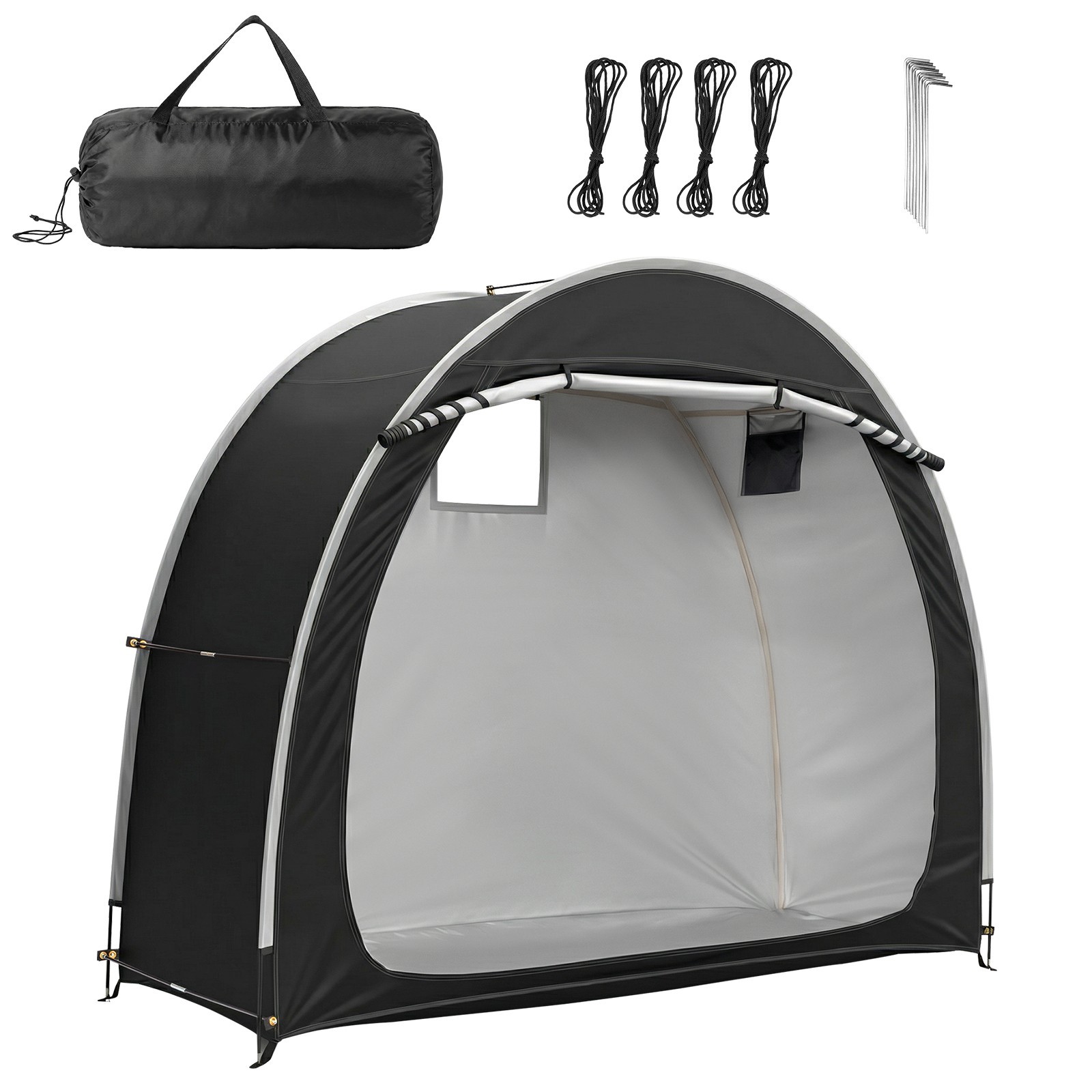 Black Arc Bicycle Storage Shed, 210D PU Silver Coated Oxford Cloth Bike Cover