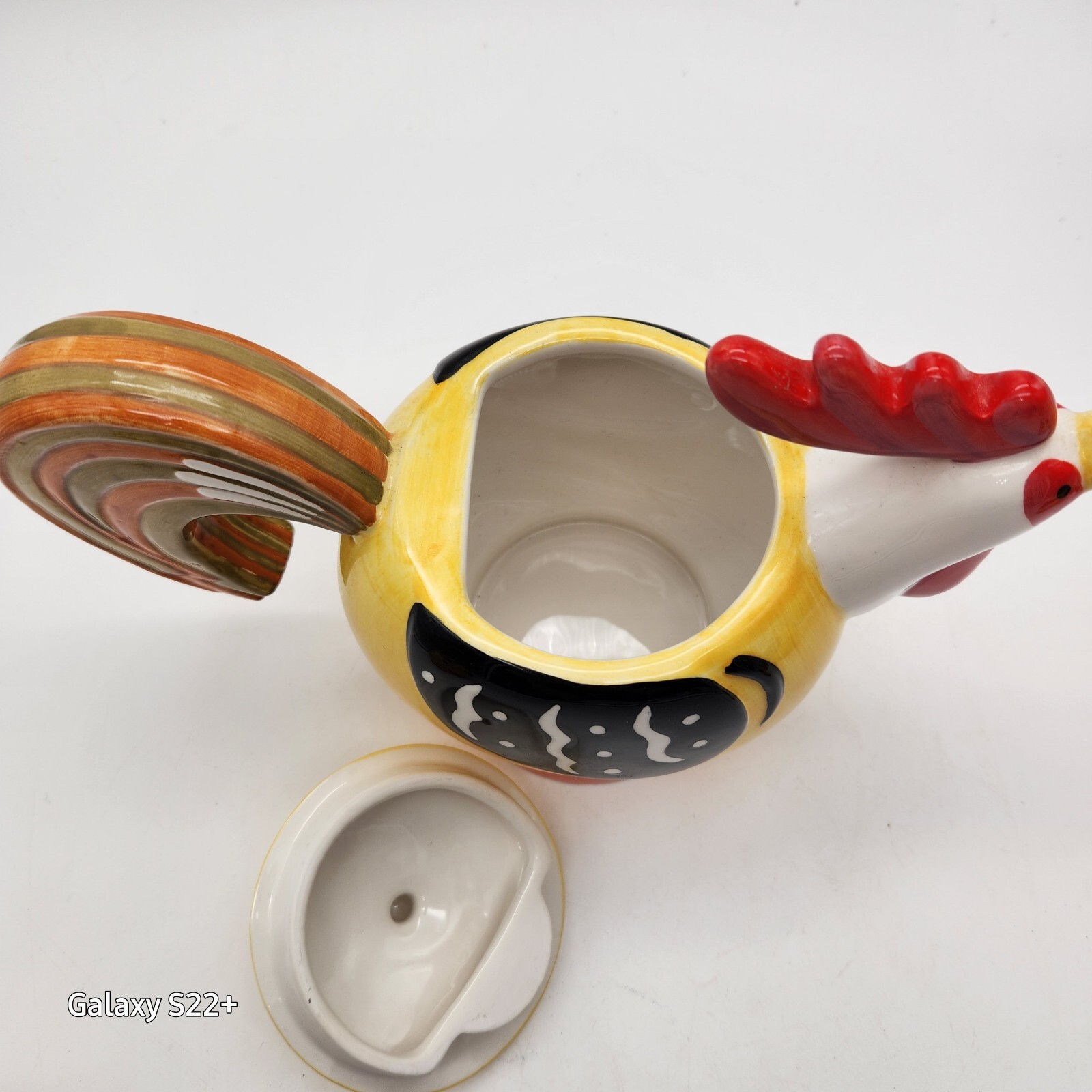 Rooster Teapot Set Creamer Sugar CM Redwine Ceramic Vintage Grannycore Cottage