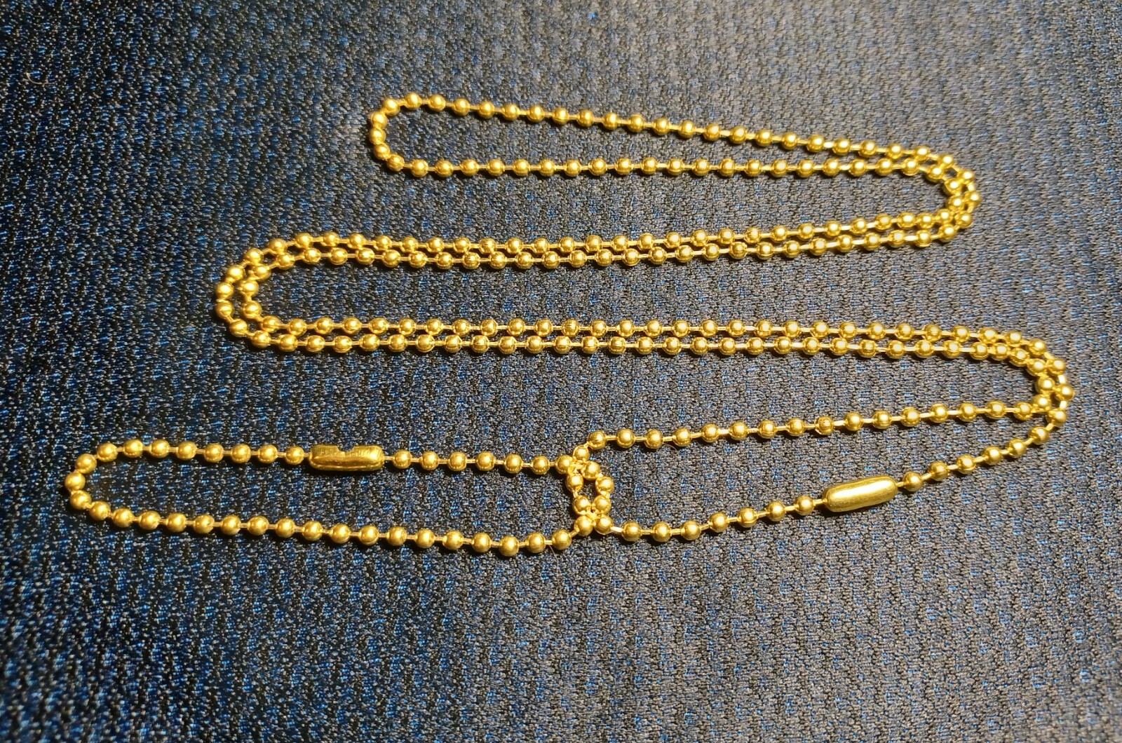 Brass Military Ball Bead Dog Tag Chain Set Army Marines Navy AF (27" & 4.5")