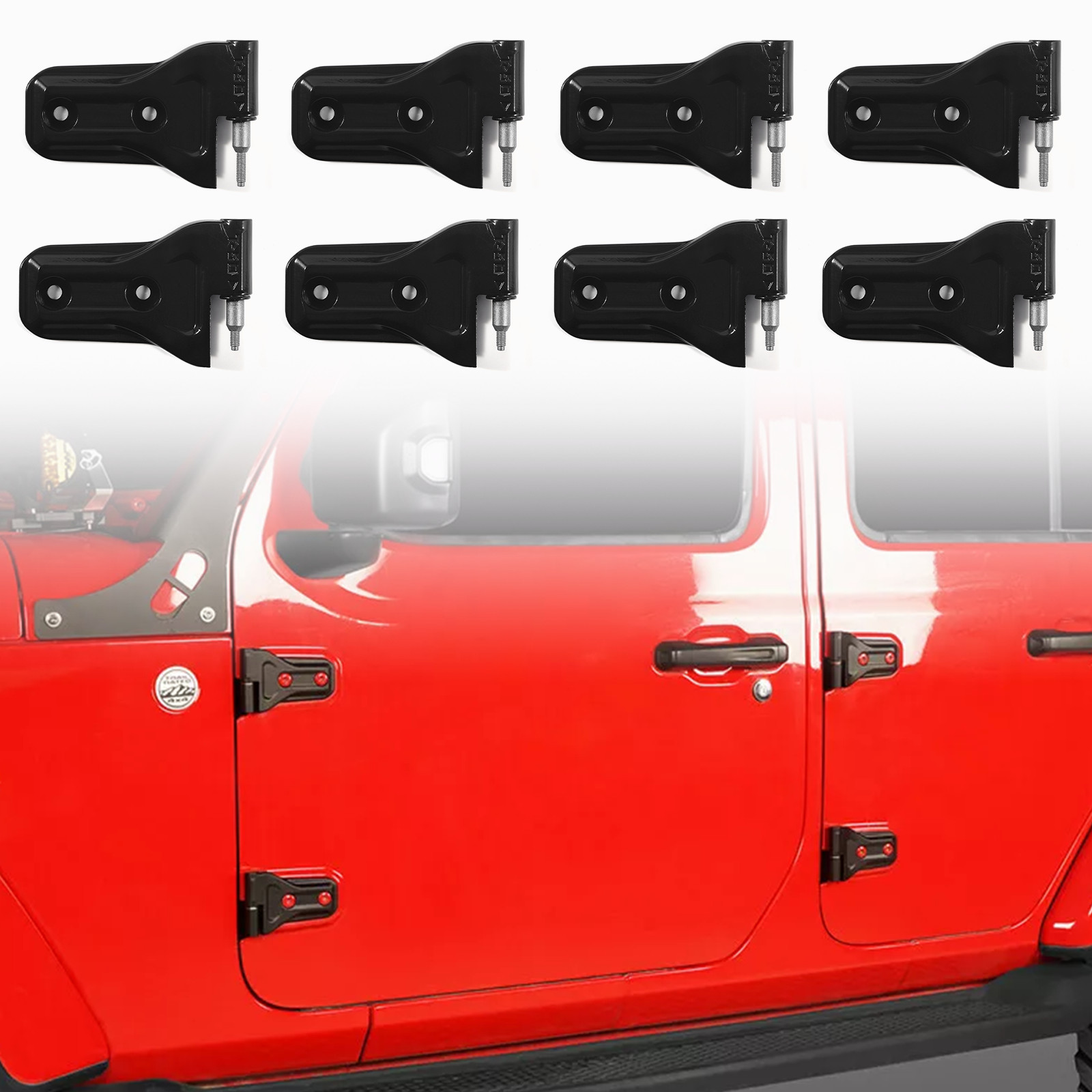 For 2018-2025 Jeep Wrangler JL Body Door Hinge Replacement Set Powder Coat 16pcs