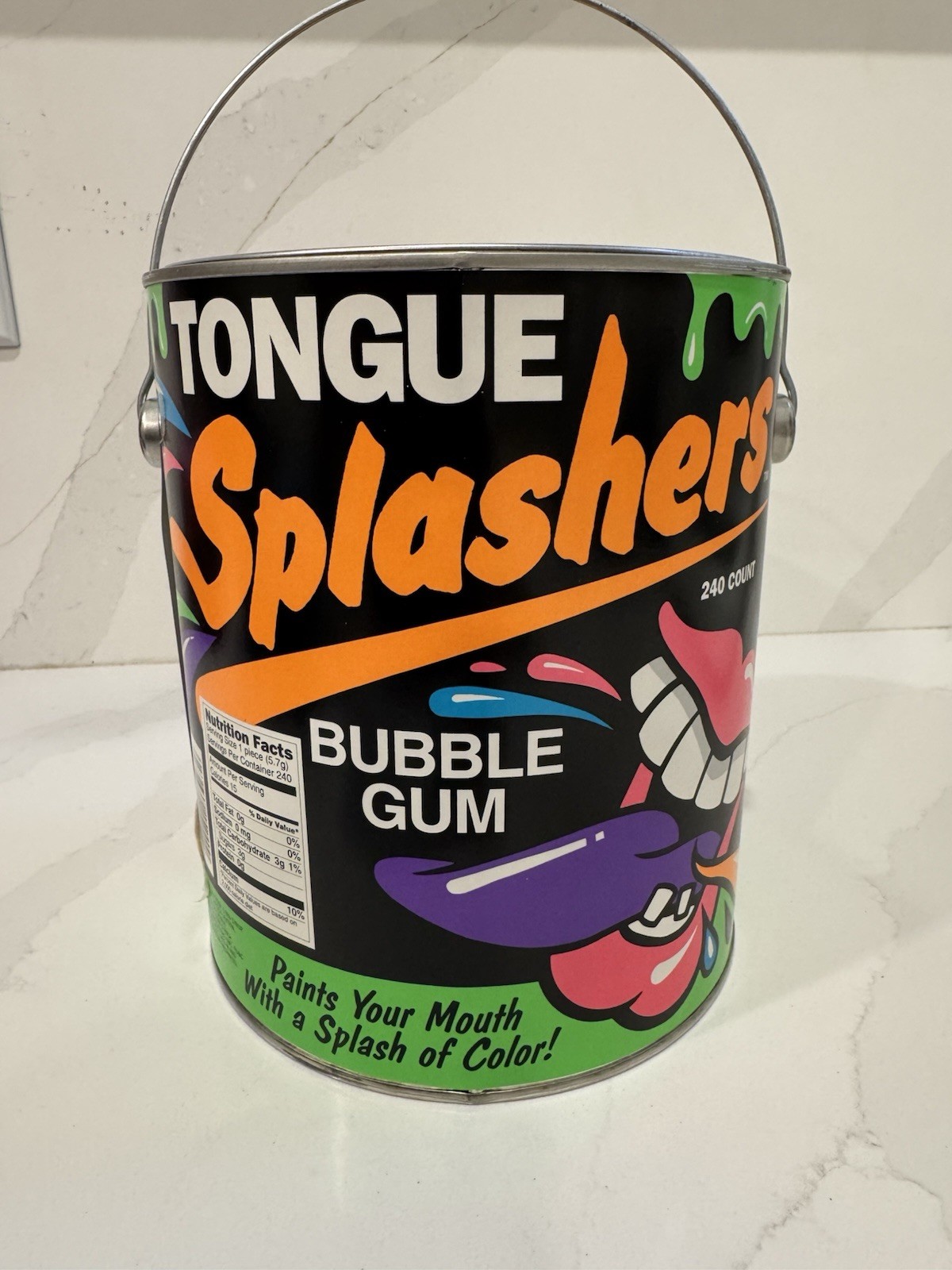 Vintage 1990's Tongue Splashers Bubble Gum FULL UNOPENED Container Paint Can NOS