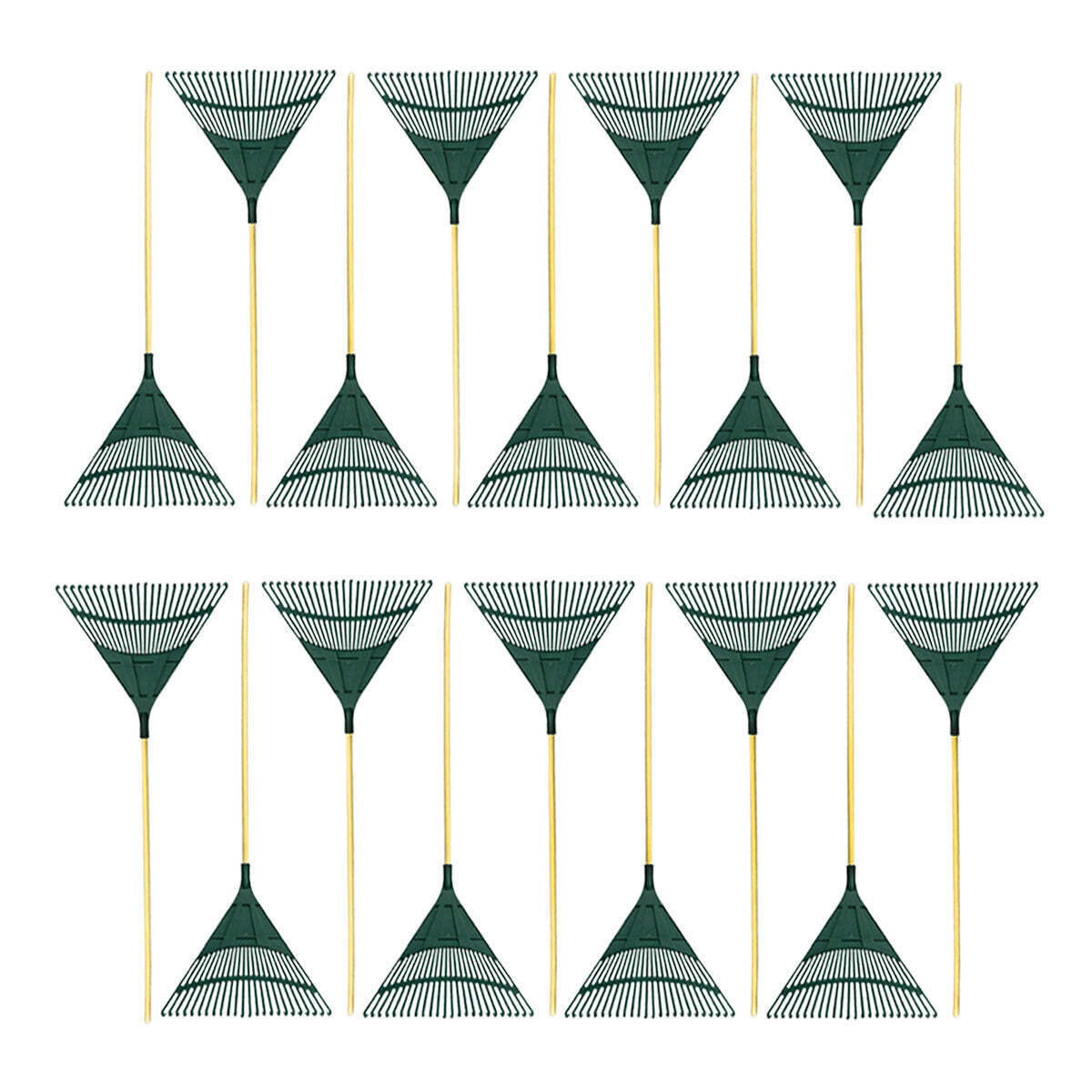 18PK Leaf Rake 24 Tines with Wood Handle