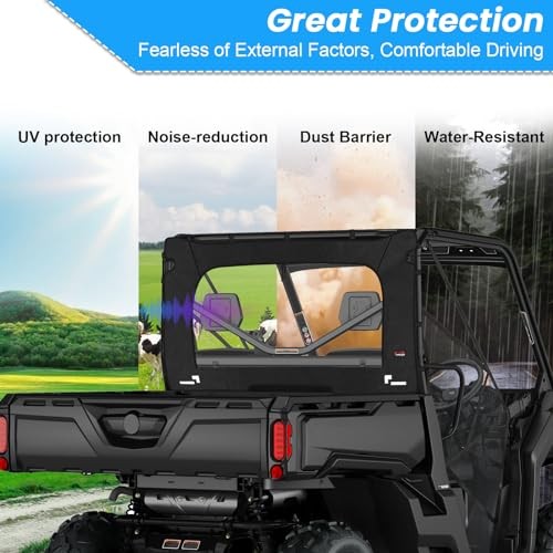 UTV Soft Rear Windshield Compatible With Can-am Defender 2016-2024 HD 5/ 7/