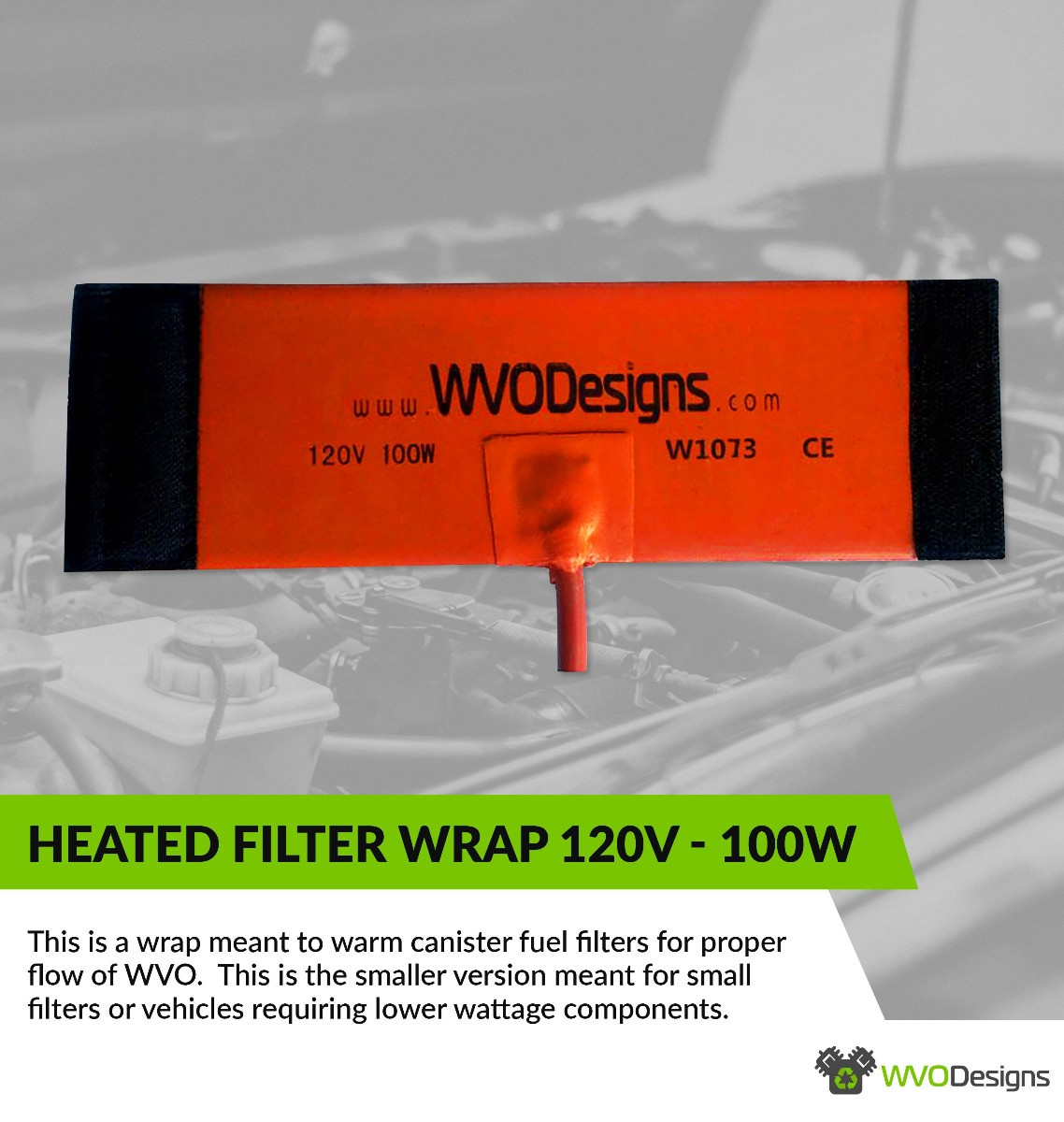 Fuel Filter Heater Wrap 100W 120V