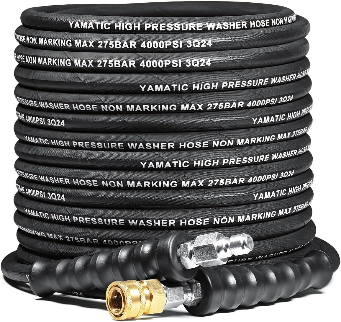 YAMATIC 4000PSI Flexible Pressure Washer Hose Kink Resistant 3/8" Quick Connect