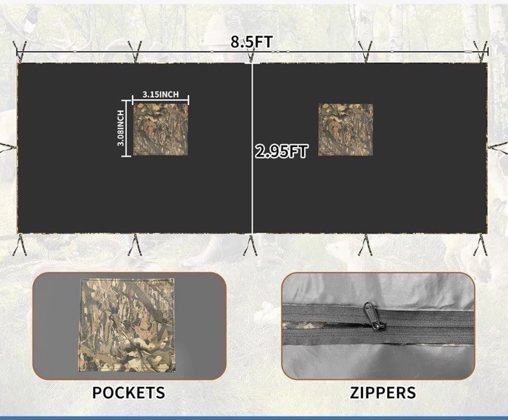Hunting Tree Stand Blind Cover Camo 35" x 102" Blind 2 Person Stand for Deer New