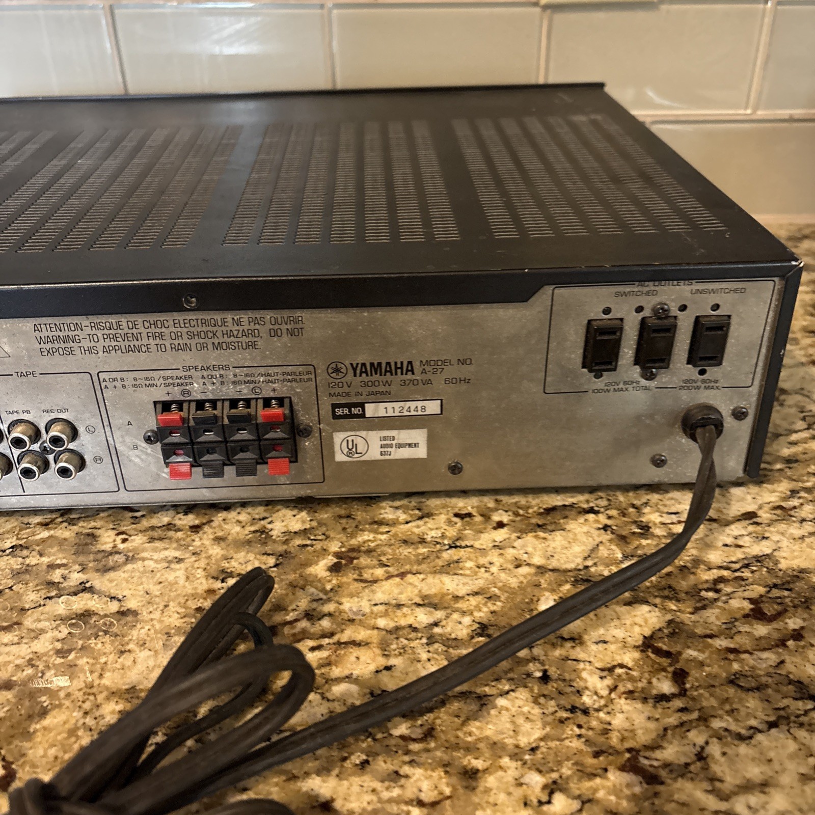 Yamaha A-27 Natural Sound Stereo Amplifier. Works. Read