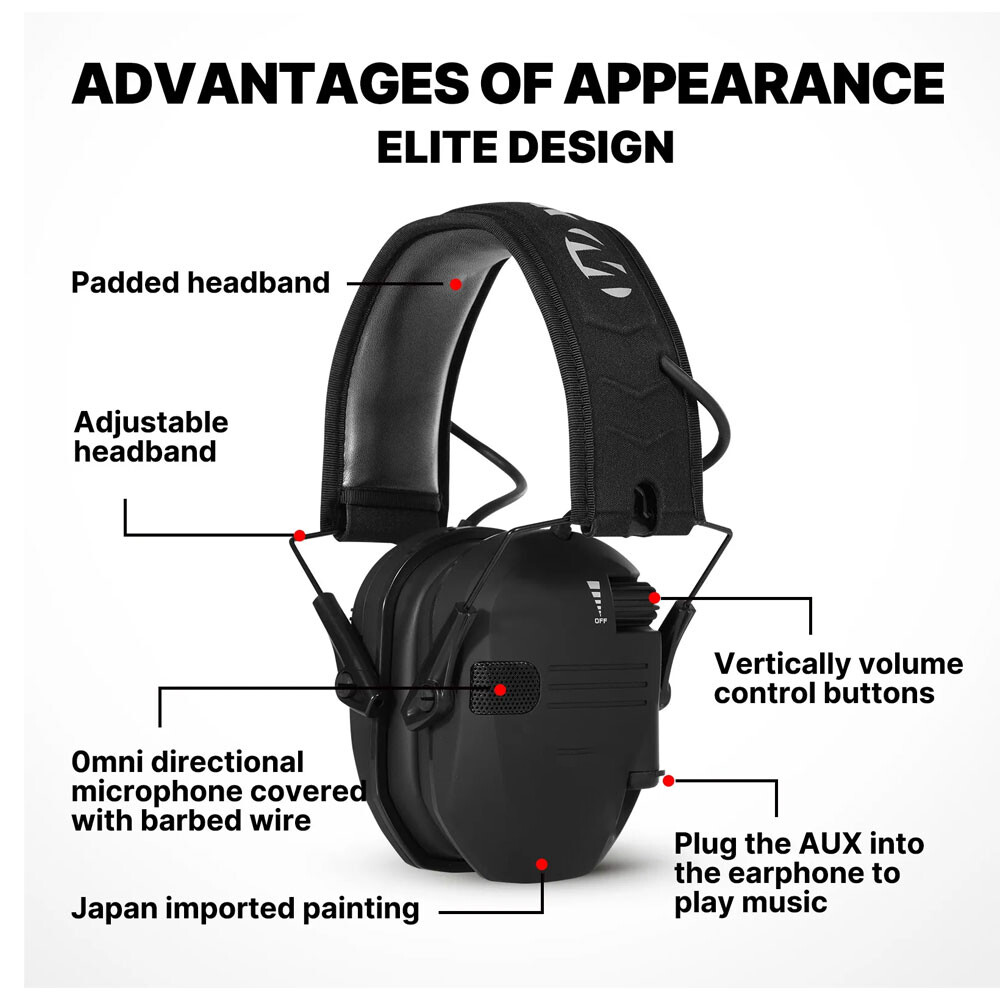Electronic Shooting Ear Muff Slim Razor Shooting Anti-noise Earphone New