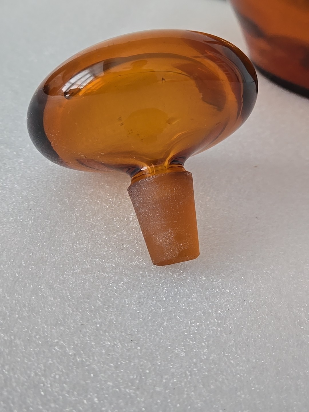 Blenko Orange Amber Glass Decanter Mushroom Stopper 14"