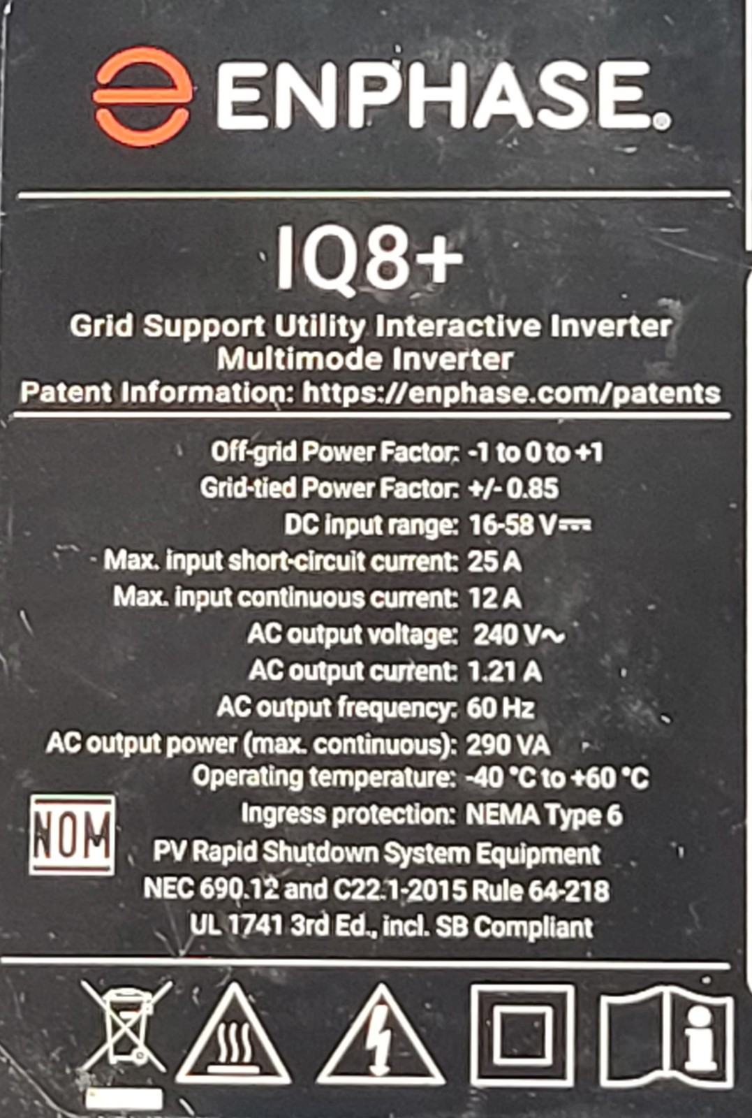 Enphase IQ8+ Microinverter (IQ8PLUS-72-M-US) MC4 Wire Connector w/mntg bracket