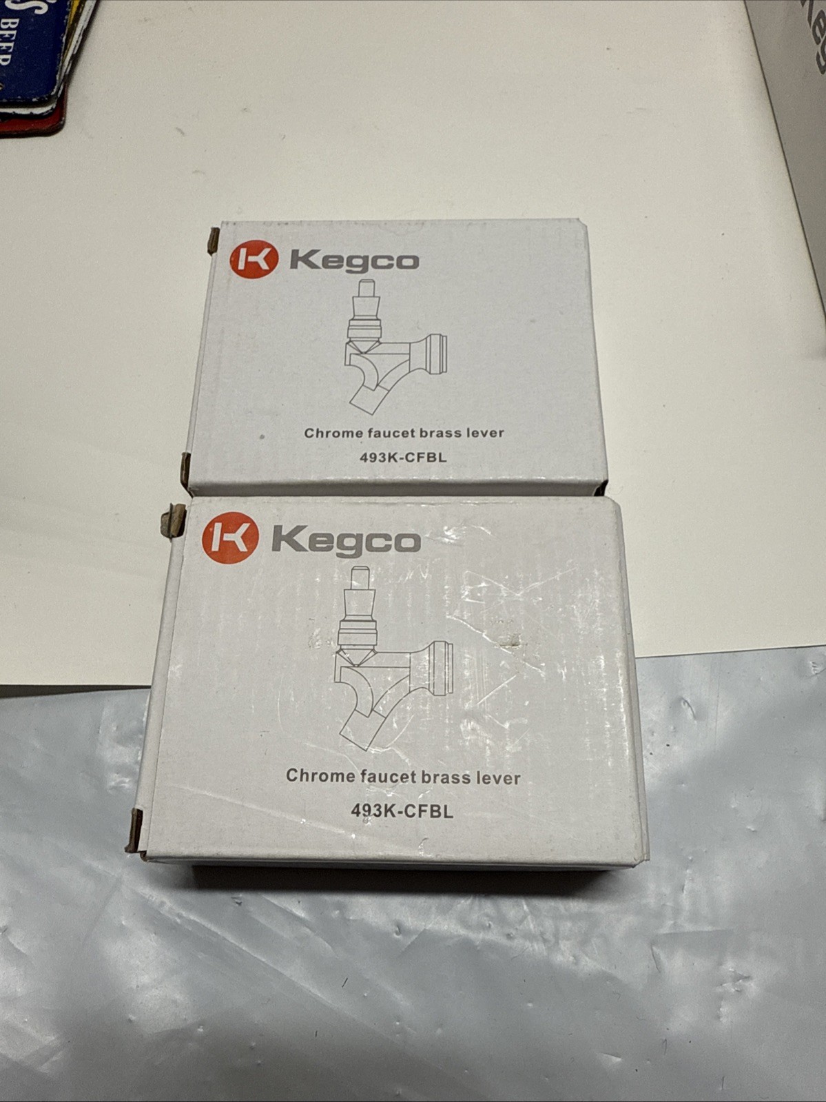 Kegco Chrome Faucet Brass Lever 493K-CFBL For Beverage Dispense System Lot Of 2
