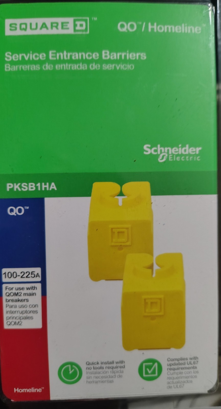 6 PACKS + 2 Bonus Packs Square D 100 AMP- 225 AMP Service Entrance Barriers