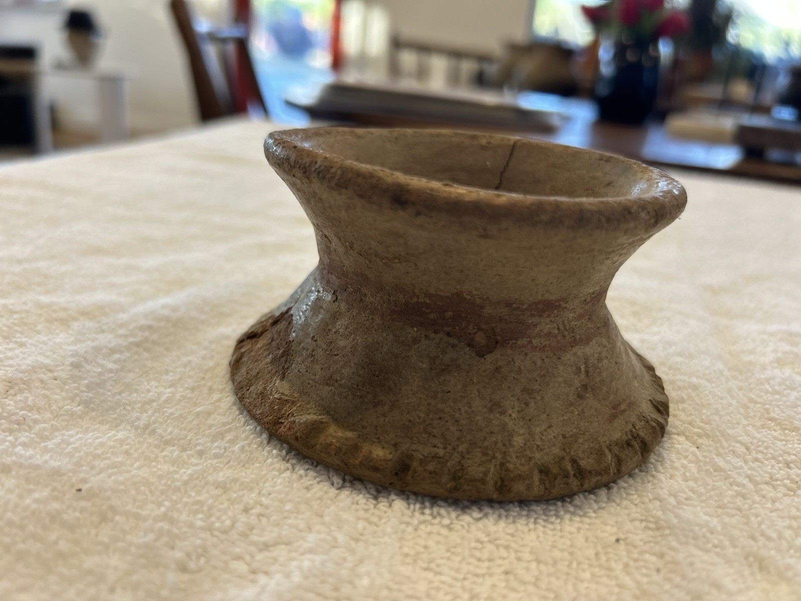 Ancient Native American Earthenware Pottery Lid