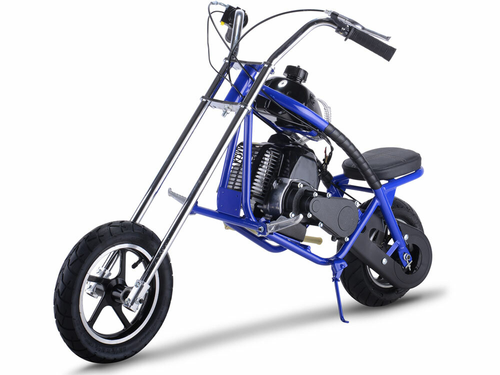 MotoTec 49cc Gas Powered Mini Chopper - 2 Stroke -BLUE or BLACK- NO CA SALES