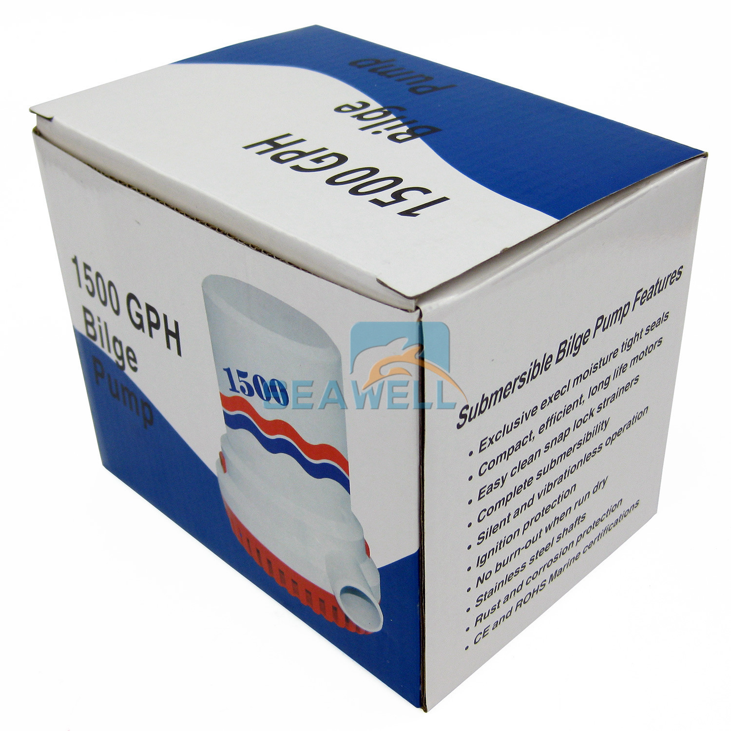 1500 GPH Bilge Pump Marine Boat Yacht Submersible Water Pump Non Automatic 12V