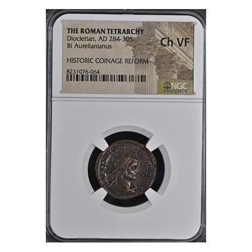 Bronze Roman Ae Antoninianus Coin Diocletian AD284-305 NGC CH-VF Grade