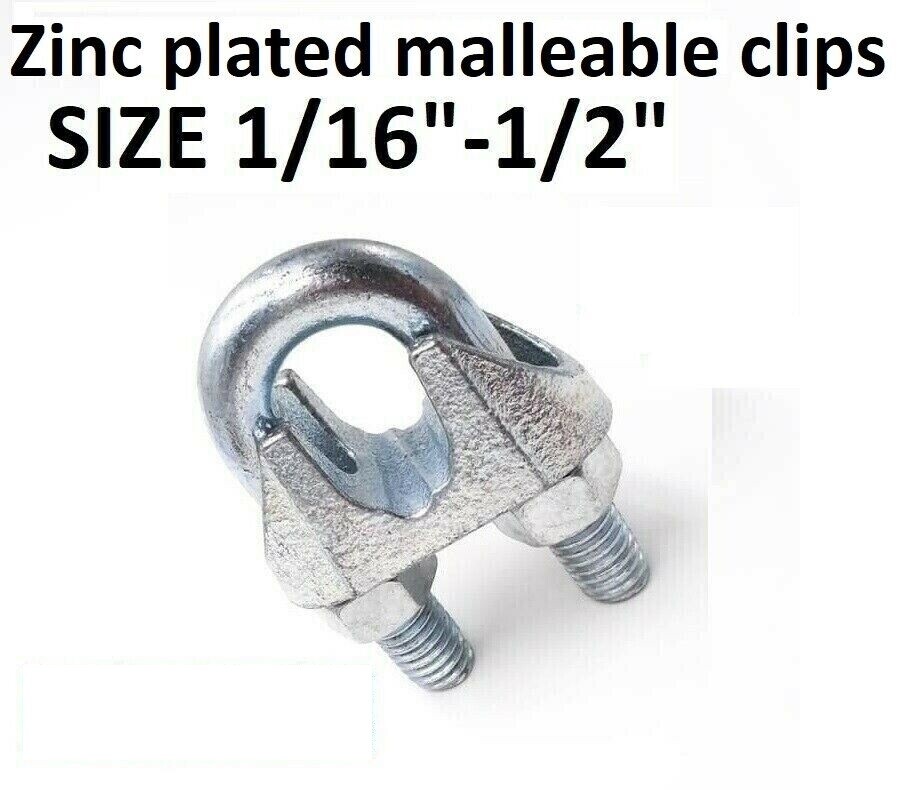 Zinc plated malleable Clamps U-Bolts U-Clamps Steel Cable Wire Clips U Bolts