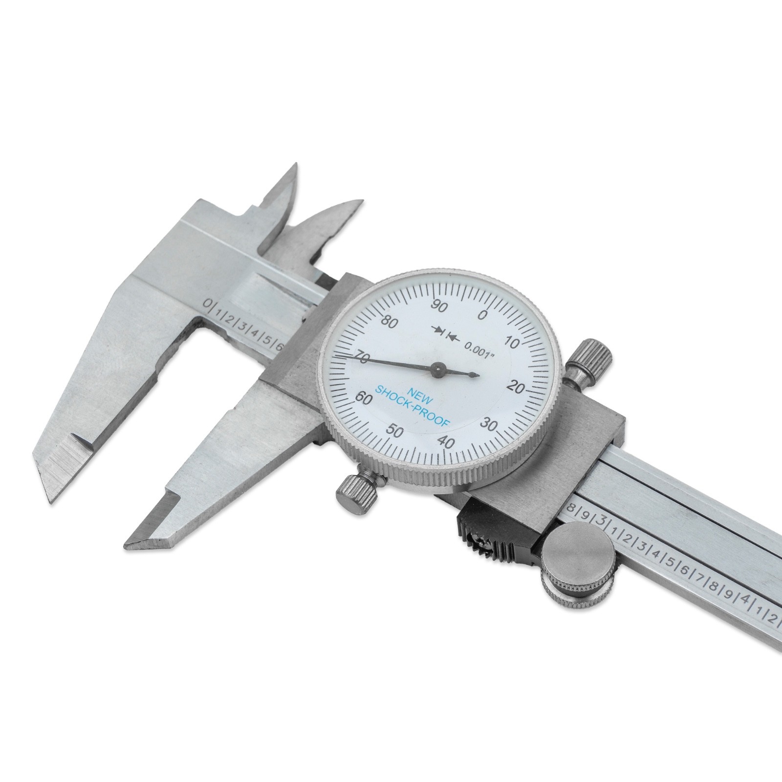 6" Dial Caliper, 0.001" Resolution with Slide Lock, Shock Proof, Includes Case