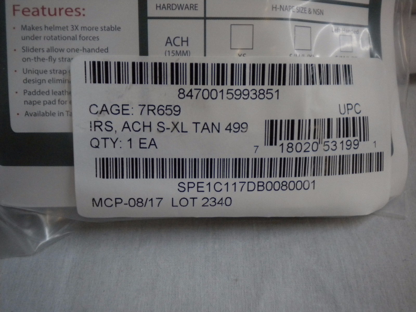 ACH & ECH IMPROVED H-NAPE RETENTION SYSTEM HEAD-LOC CHIN STRAP S/M/L/XL NEW 3851
