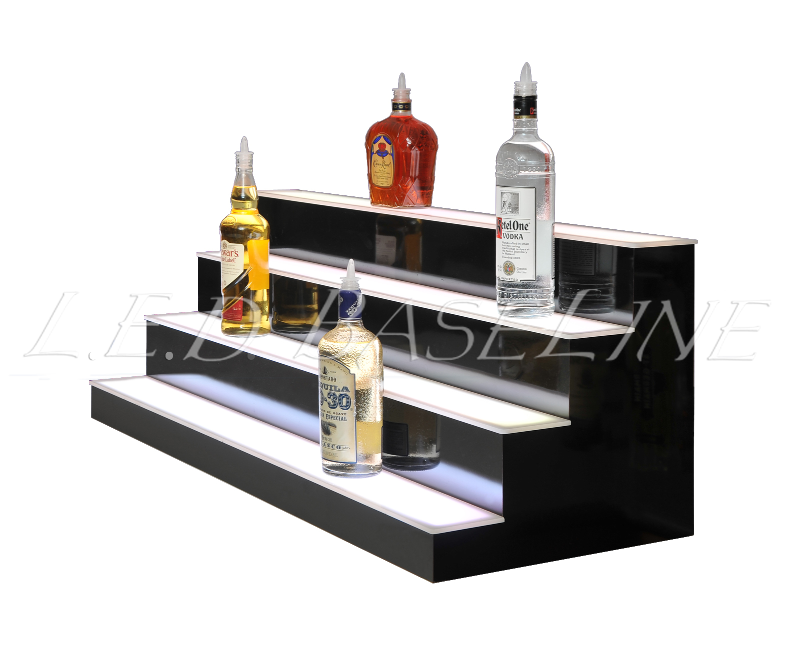 56" 4 Step Shelving Glass Liquor Bottle Display