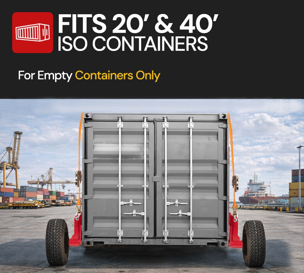 2PK 6-Lug Shipping Container Wheel Kit 8,000 lb for 20–40 ft Containers w/ Strap