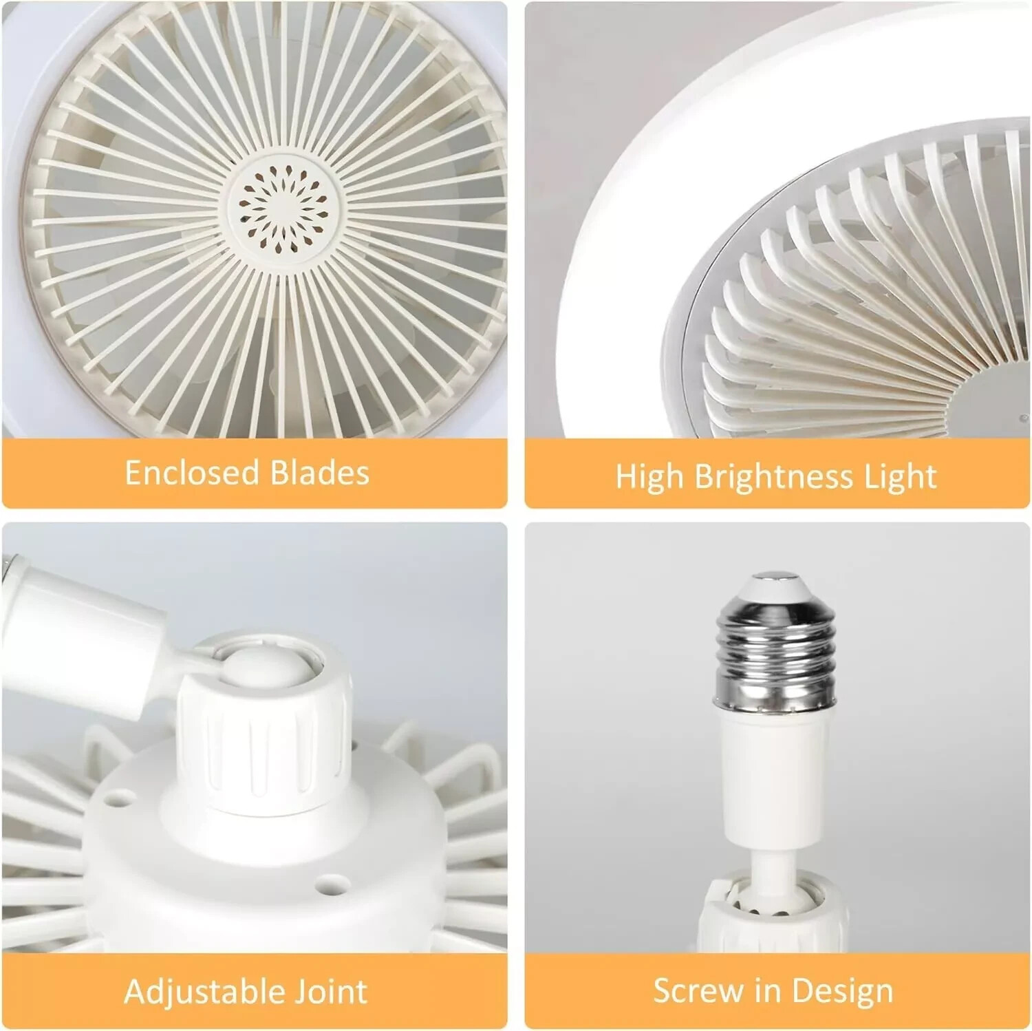 10" Adjustable E27 Socket Ceiling Fan Dimmable LED Light Remote Cooling Fan Lamp