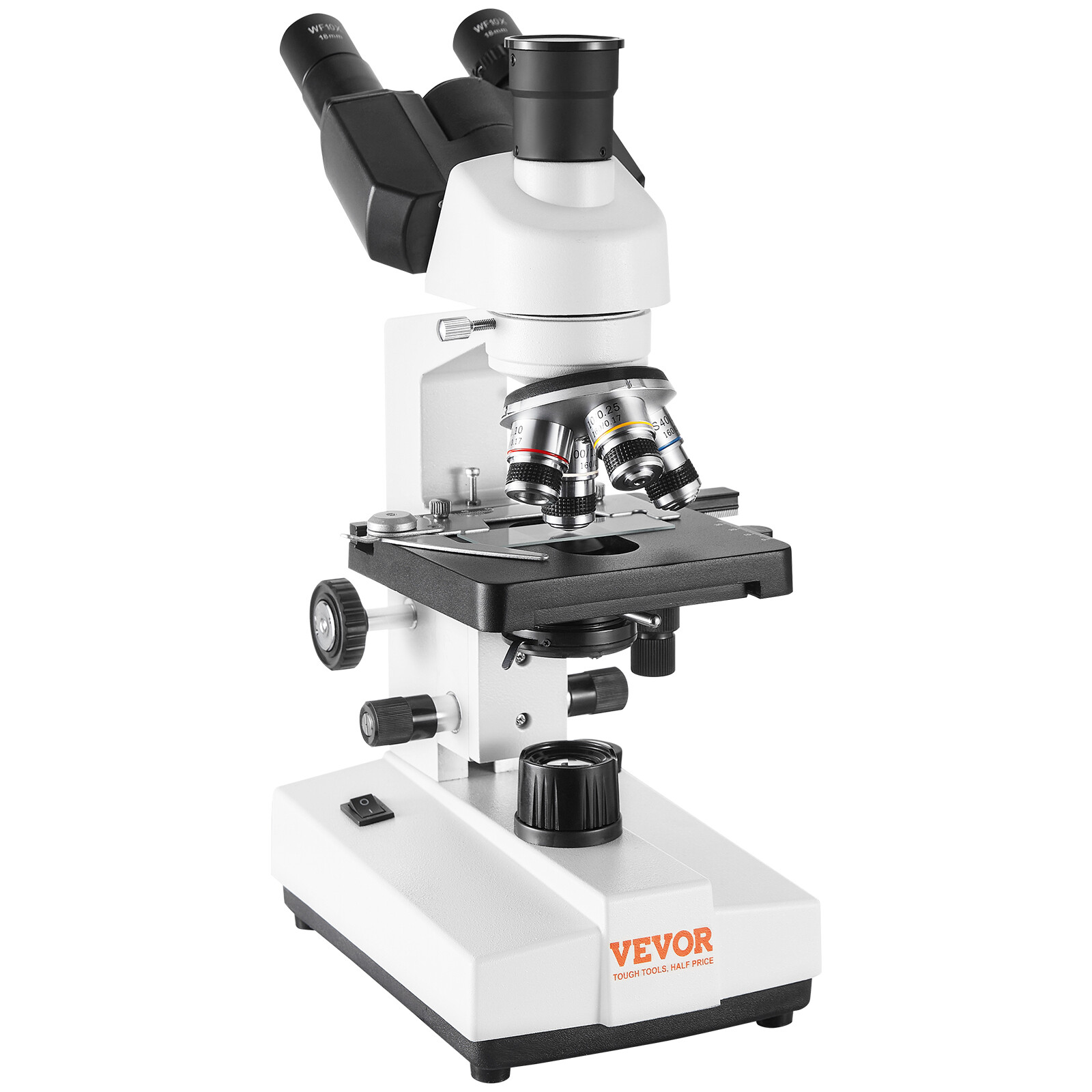 VEVOR Compound Trinocular Microscope 40X-5000X Two-Layer Mechanical Stage