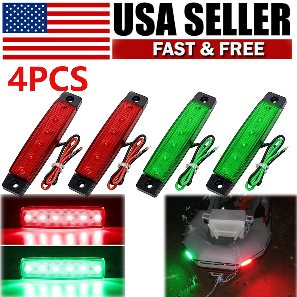 4pcs 12V Boat Navigation LED Lights Stern Lights Boats Starboard Light Green Red