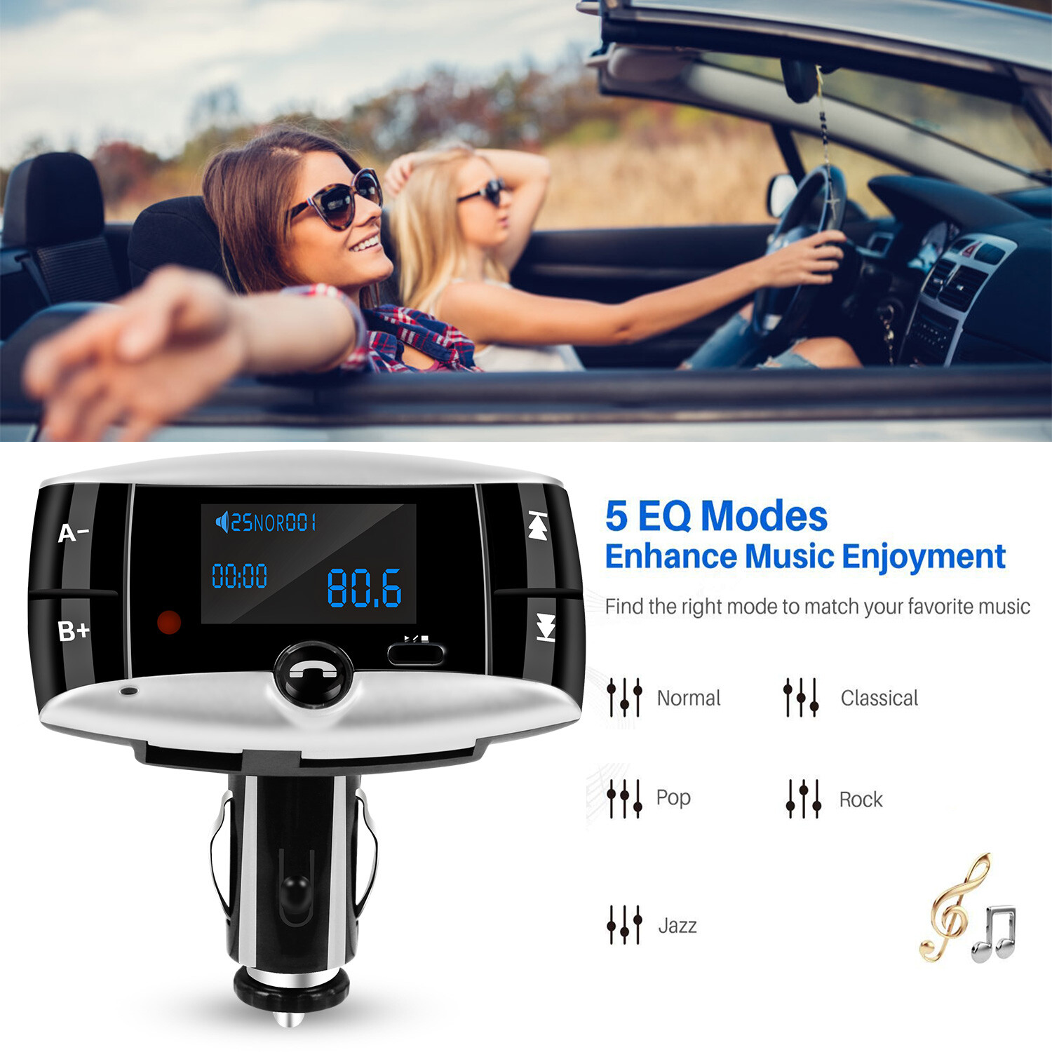 Call Car Charger,Wireless Transmitter Radio Receiver,Mp3 Audio Music Adapter